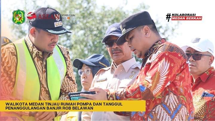 Walikota medan tinjau rumah pompa dantanggul penanggulangan banjir ROB belawan